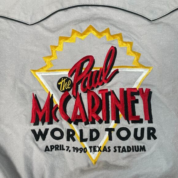 Vintage RARE Paul McCartney 1990 World Tour Gray Full Zip Bomber Jacket - Picture 3 of 11